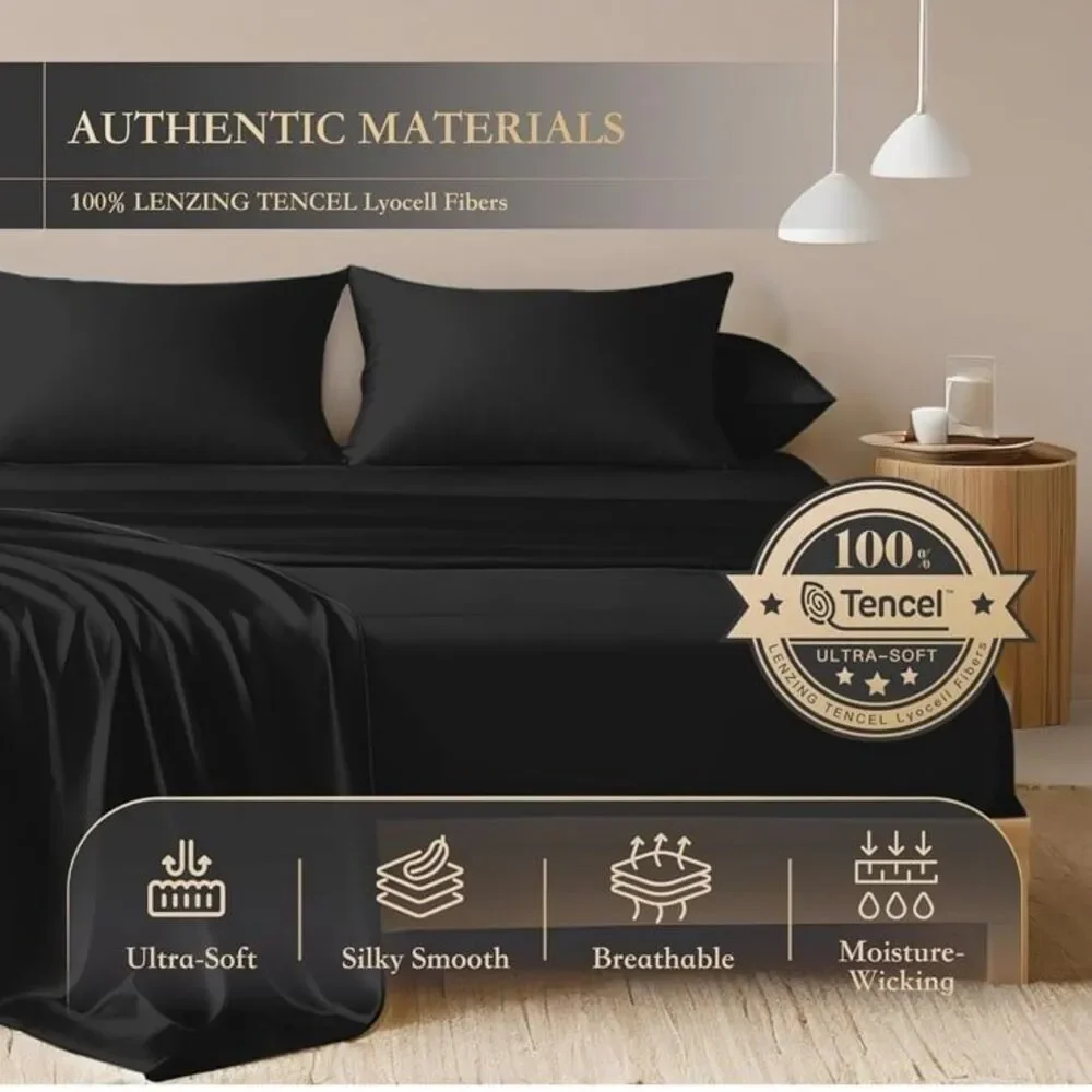 NWT COZYREST 100% Tencel Lyocell King Sheet Set Cooling & Breathable 4PC Luxury